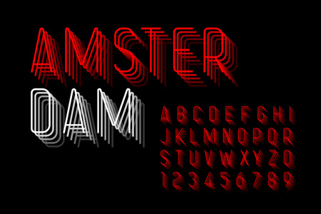 Thin modern font design, alphabet letters and numbersのイラスト素材