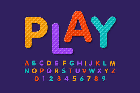 Soft foam puzzle font, alphabet letters and numbersのイラスト素材