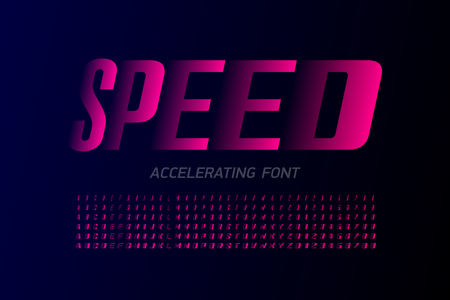 Speed style modern font, accelerating set of alphabet letters and numbersのイラスト素材