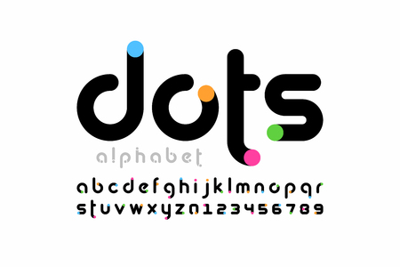 Modern font design, trendy alphabet letters and numbersのイラスト素材