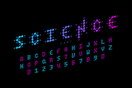 Science style font, alphabet letters and numbersのイラスト素材