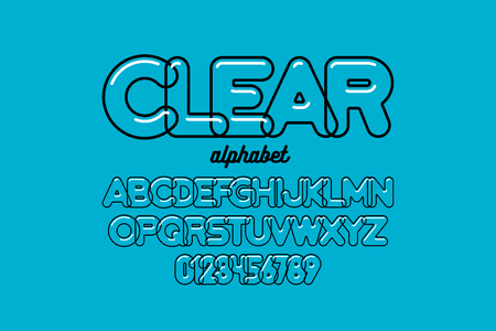 Modern transparent font design, alphabet letters and numbersのイラスト素材