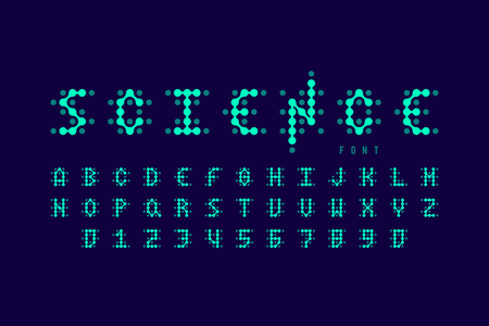 Science style font, alphabet letters and numbersのイラスト素材