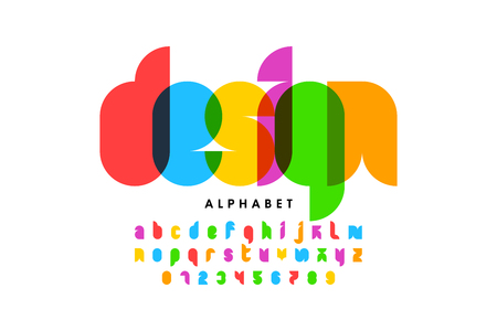 Modern colorful font design, alphabet letters and numbersのイラスト素材
