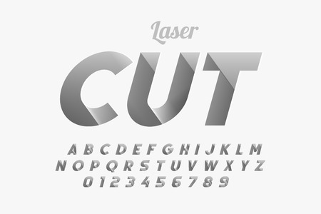 Laser cutting font design, alphabet letters and numbersのイラスト素材