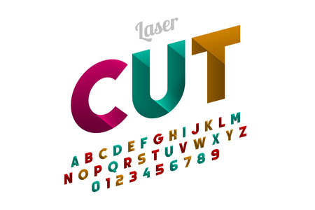 Laser cutting font design, alphabet letters and numbersのイラスト素材
