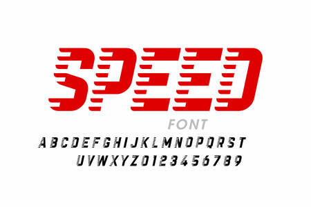 Speed style modern font, alphabet letters and numbersのイラスト素材