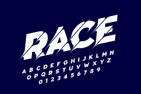 Sport style modern font, alphabet letters and numbersのイラスト素材