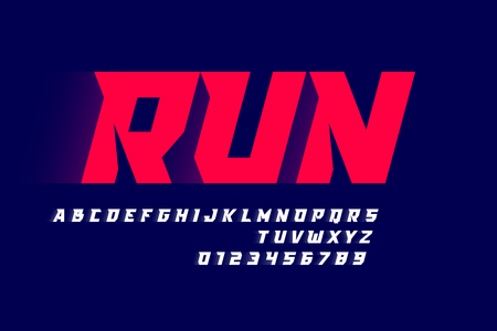 Sport style modern font, alphabet letters and numbersのイラスト素材