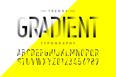 Modern thin gradient font, alphabet and numbersのイラスト素材