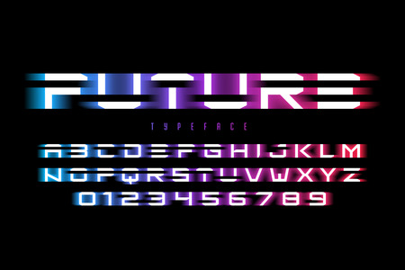 Futuristic font design, alphabet letters and numbersのイラスト素材