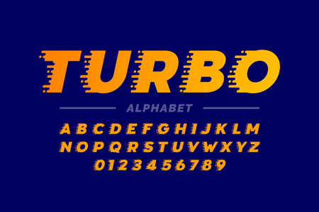 Speed style retro font, alphabet and numbersのイラスト素材
