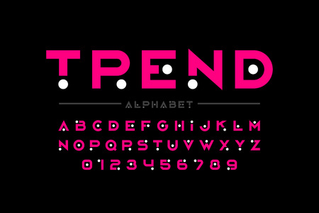 Modern font design, trendy alphabet letters and numbersのイラスト素材