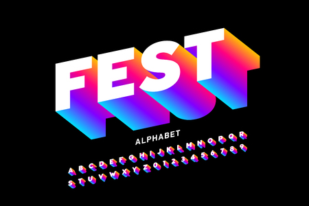 Fest style bright font design, alphabet letters and numbersのイラスト素材