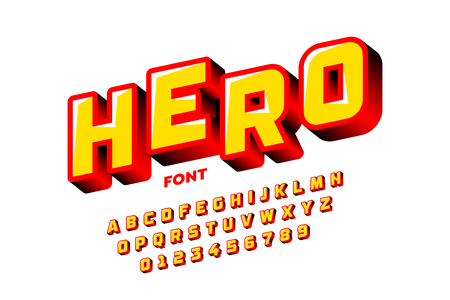 Comics style font design, superhero inspired alphabet, letters and numbersのイラスト素材