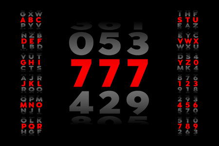 777, lucky seventh jackpot, slot machine style font design, alphabet letters and numbersのイラスト素材