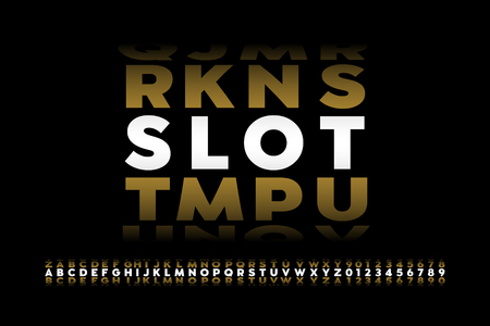 Slot machine style font, alphabet letters andのイラスト素材