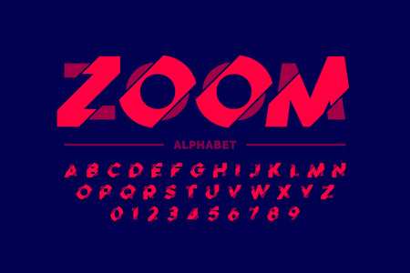 Modern font design, zoom style alphabet letters and numbersのイラスト素材