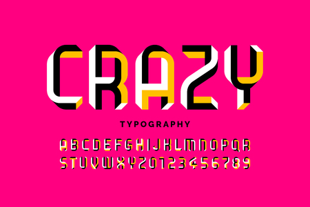Impossible shape font design, alphabet letters and numbersのイラスト素材