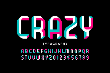 Impossible shape font design, alphabet letters and numbersのイラスト素材