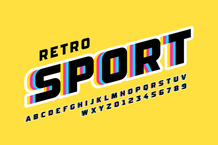 Retro sport style font design, alphabet letters and numbersのイラスト素材