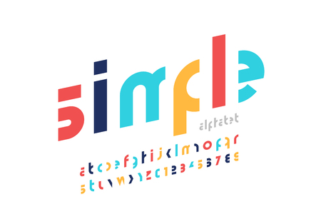 Minimalistic style modern font design, lowercase alphabet letters and numbersのイラスト素材