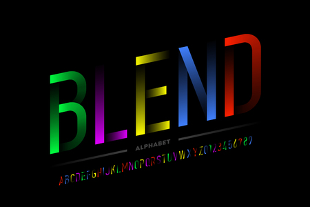 Modern colorful font design, alphabet letters and numbersのイラスト素材