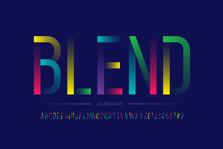 Modern colorful font design, alphabet letters and numbersのイラスト素材