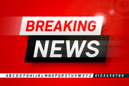 Breaking news style font design, lphabet letters and numbersのイラスト素材