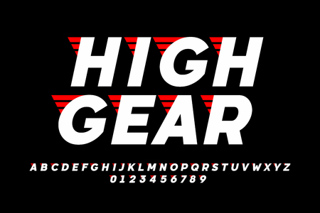 Speed style font, alphabet and numbersのイラスト素材