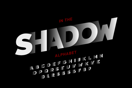 In the shadow, stylized font design, alphabet letters and numbersのイラスト素材