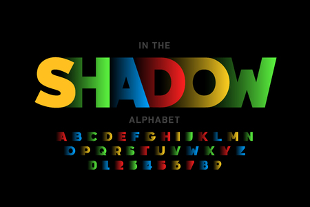 In the shadow, stylized font design, alphabet letters and numbersのイラスト素材