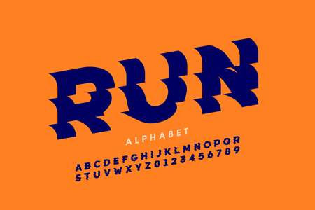 Sport style font design, alphabet letters and numbersのイラスト素材