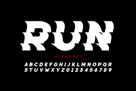 Sport style font design, alphabet letters and numbersのイラスト素材