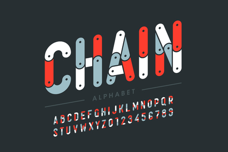 Chain style font design, alphabet letters and numbersのイラスト素材