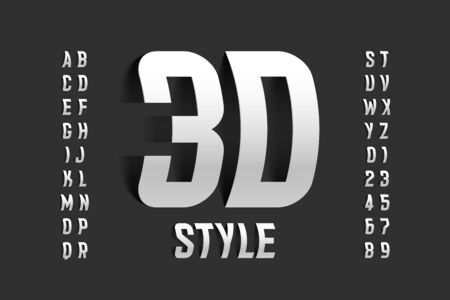 Three-dimensional style font design, 3d alphabet letters and numbersのイラスト素材