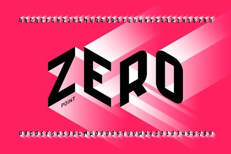 Isometric 3d font design, three-dimensional alphabet letters and numbersのイラスト素材