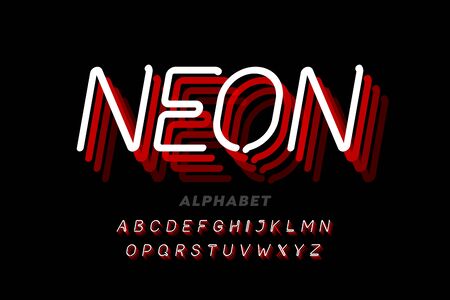 Neon light style font designのイラスト素材