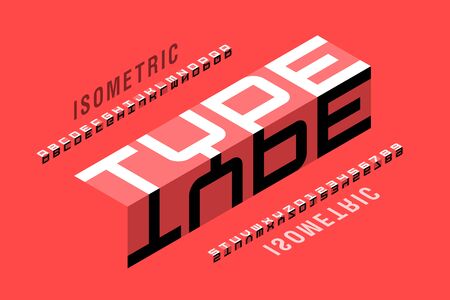 Isometric style font design, 3d alphabet letters and numbersのイラスト素材