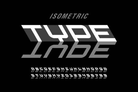 Isometric style font design, 3d alphabet letters and numbersのイラスト素材
