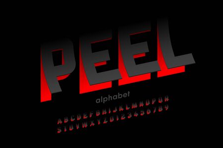 Peeled style font design, alphabet letters and numbersのイラスト素材