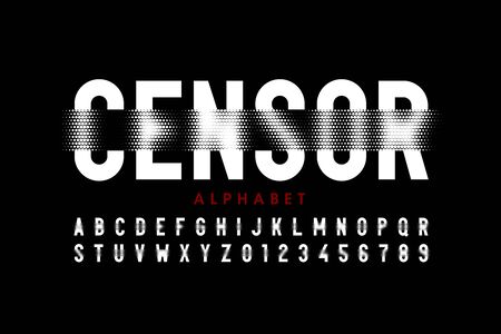 Censored style font design, alphabet letters and numbersのイラスト素材