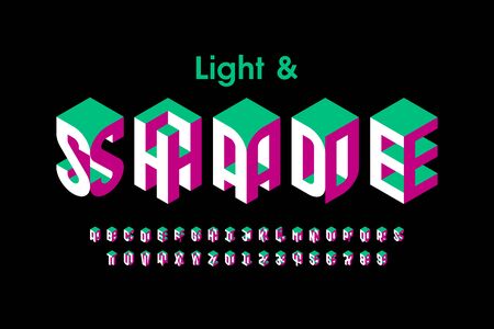 Isometric style 3d font, alphabet letters and numbersのイラスト素材