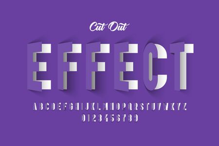 Paper cut out effect font design, alphabet letters and numbersのイラスト素材