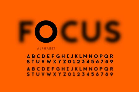 In focus style font design, alphabet letters and numbersのイラスト素材