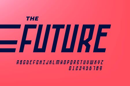 Retro style font design, alphabet letters and numbersのイラスト素材