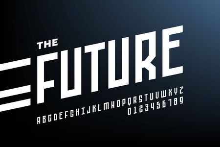 Retro style font design, alphabet letters and numbersのイラスト素材