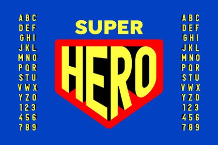 Comics super hero style font design, alphabet letters and numbersのイラスト素材