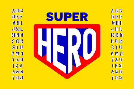 Comics super hero style font design, alphabet letters and numbersのイラスト素材
