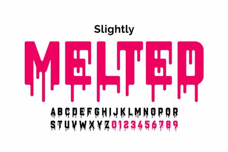Melting style font design, alphabet letters and numbersのイラスト素材
